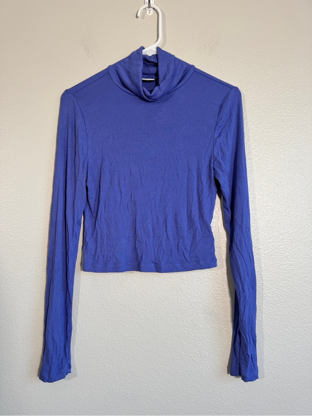 Sunday Best Modal Blend Ribbed Turtleneck Long Sleeve Top in Violet - M